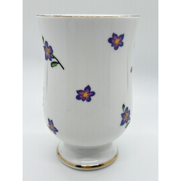 ROYAL VICTORIA BONE CHINA FOOTED 8 OZ MUG VIOLETS - Picture 6 of 13